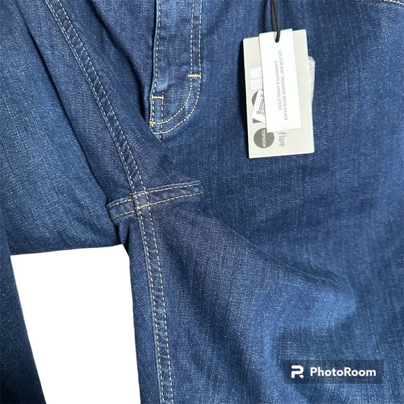 TOPSHOP MOTTO Jamie Flare High Waist Stretch Blue Jeans - Picture 15 of 15